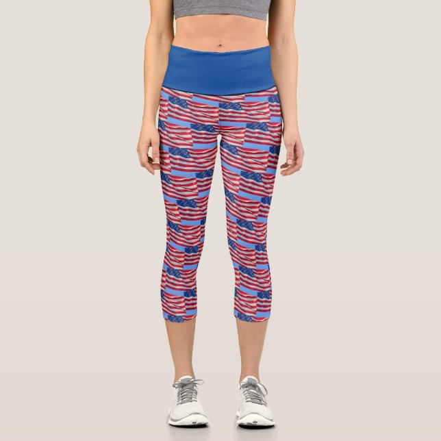Leggings Capri Leyendas Capri de la bandera estadounidense (Anverso)