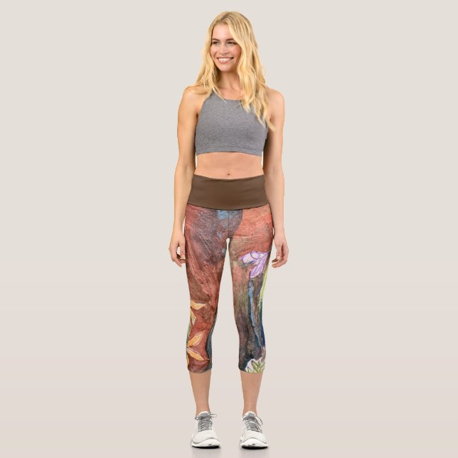 Leggings Capri Leyendas capri de uso activo con botánica abstract (Anverso)