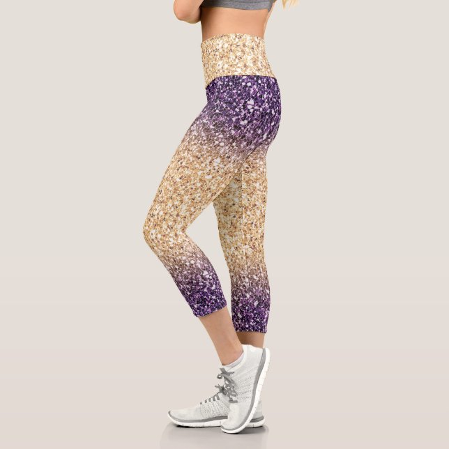 Leggings Capri Leyendas Capri Purpurinas Ombre Purple Gold (Izquierda)