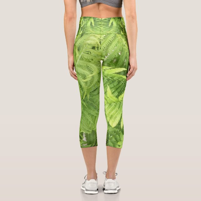 Leggings Capri Leyendas de alta cintura de la hoja de Fern: casa  (Reverso )