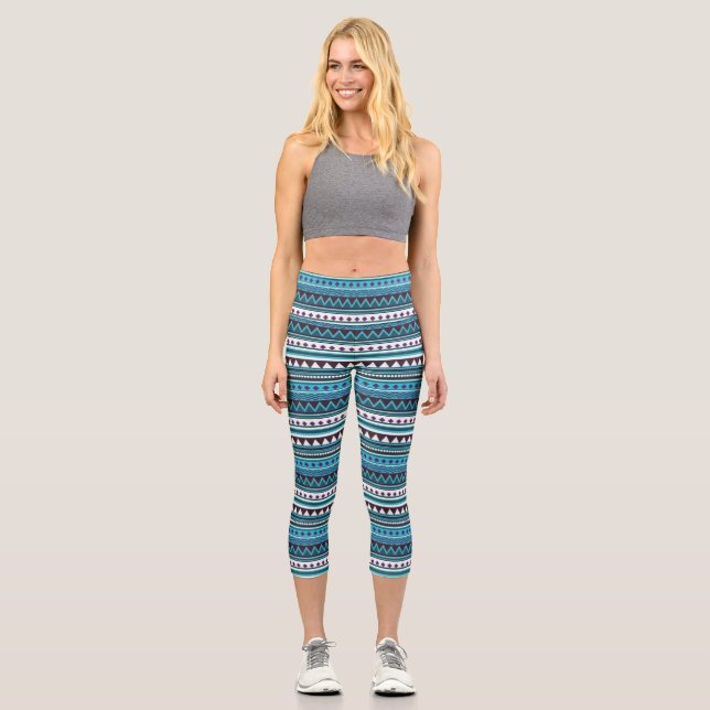 Leggings Capri Leyendas de arte azul (Anverso)