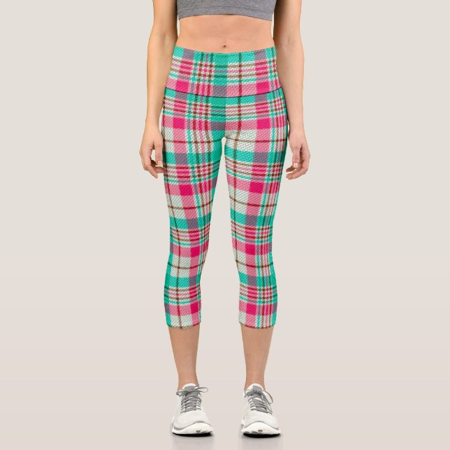 Leggings Capri Leyendas de bonito Pastel Plaid Capri (Anverso)