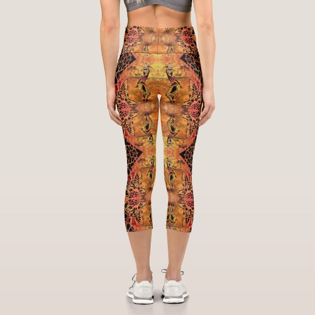 Leggings Capri Leyendas de la mujer africana y la jirafa (Reverso )