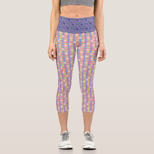 Leggings Capri Leyendas de la tapa de impresión mixta de Daisy Pa (Anverso)