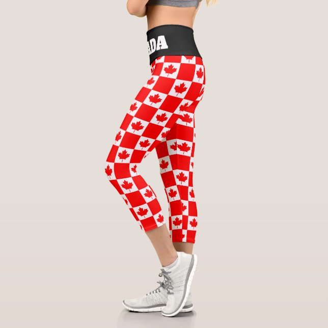 Leggings Capri Leyendas de patrón de bandera roja canadiense para (Izquierda)