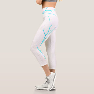 Leggings Capri Leyendas de textura de hormigón blanco turquesa