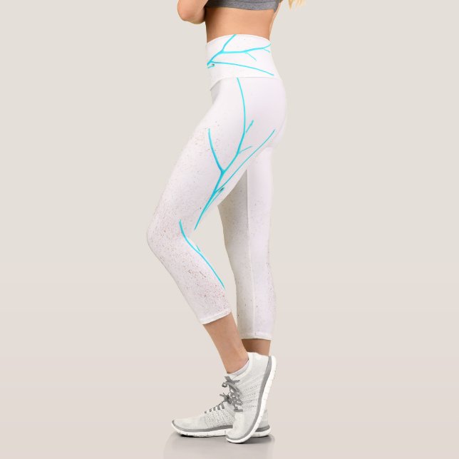 Leggings Capri Leyendas de textura de hormigón blanco turquesa (Izquierda)