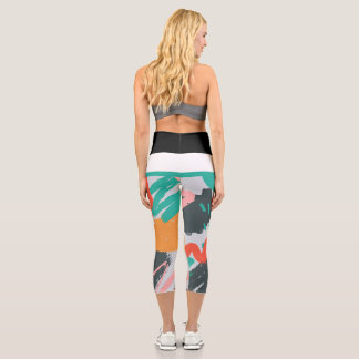 Leggings Capri Leyendas de yoga Hand de pintura Capris de alta Wa