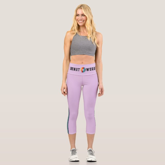 Leggings Capri Leyendas del arcoiris Donut Purple Retro (Anverso)