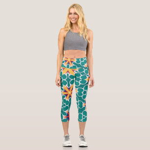 Leggings Capri Leyendas florales geométricas de estallido estelar
