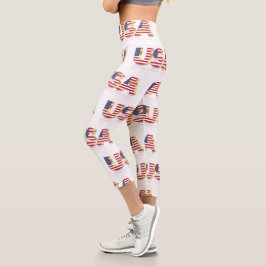 Leggings Capri Leyendas Patrióticas de la Bandera de los Estados 