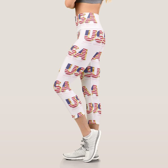 Leggings Capri Leyendas Patrióticas de la Bandera de los Estados  (Izquierda)