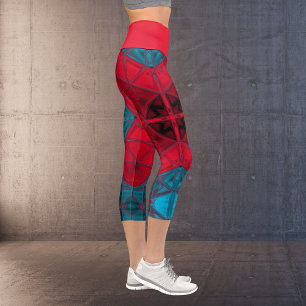 Leggings Capri Leyendas rojas y azules de la plaza Kaleidoscope M