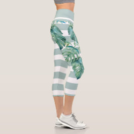 Leggings Capri Leyendas tropicales de las hojas de Monstera