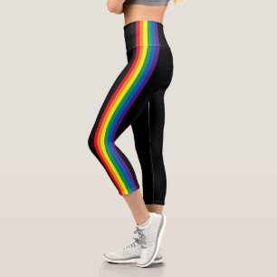 Leggings Capri Lgbt rainbow striks bandera del orgullo gay negro