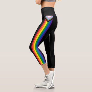 Leggings Capri Lgbtq Incluye bandera del orgullo gay arcoiris neg