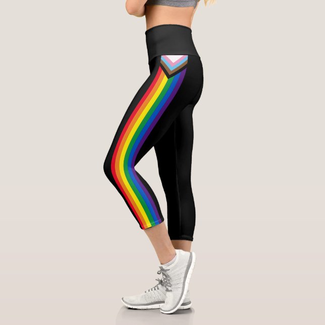 Leggings Capri Lgbtq Incluye bandera del orgullo gay arcoiris neg (Izquierda)