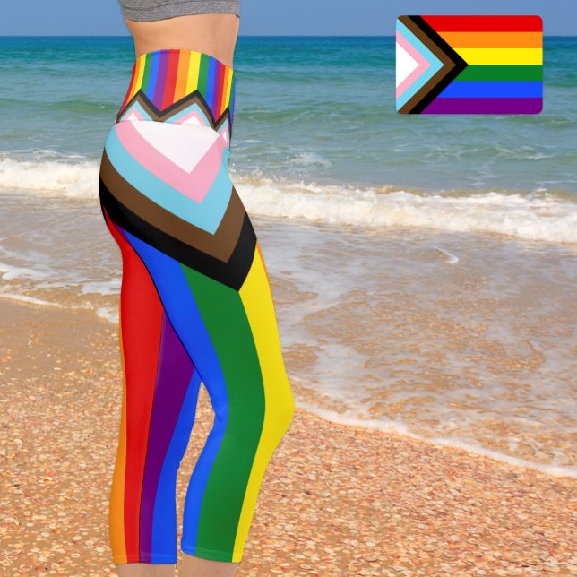 Leggings Capri LGBTQ y Orgullo - Bandera del progreso del arco ir (Subido por el creador)