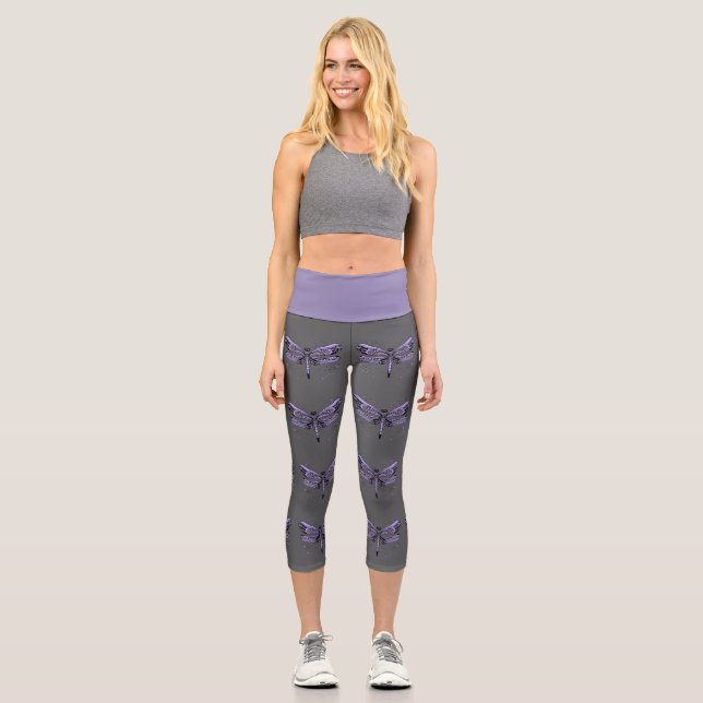 Leggings Capri Libélula púrpura (Anverso)