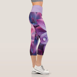 Leggings Capri Lilac Floral Púrpura y Rosa