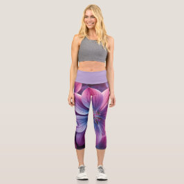 Leggings Capri Lilac Floral Púrpura y Rosa