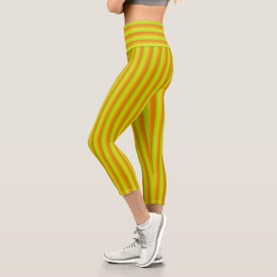 Leggings Capri Lime Green, Naranja y Yellow Neon Strin