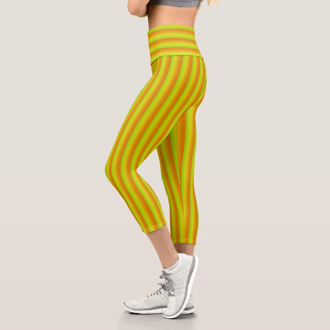 Leggings Capri Lime Green, Naranja y Yellow Neon Strin (Izquierda)