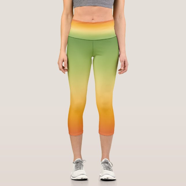 Leggings Capri Lime Ombre Naranja de gradiente tropical de verano (Anverso)