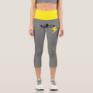 Leggings Capri Línea Amarilla de Energía de Rótulo de trueno de e