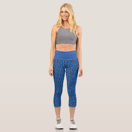 Leggings Capri Línea barroca azul floreciente