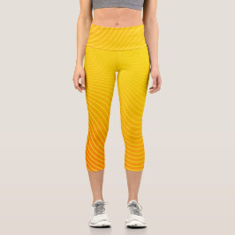 Leggings Capri Línea Geométrica Moderna Naranja Tiras Amarillas O