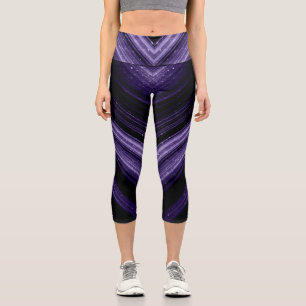 Leggings Capri Líneas de chevron de galaxia ultravioleta espumosa