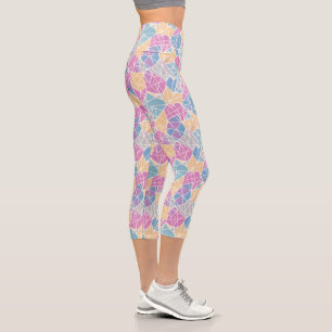 Leggings Capri Líneas de formas geométricas coloreadas de pastel