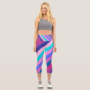 Leggings Capri Líneas de paño, motivos de rayas coloreadas, col