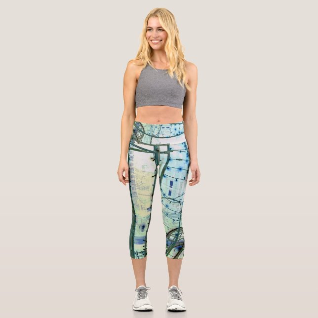 Leggings Capri Líneas en azul (Anverso)