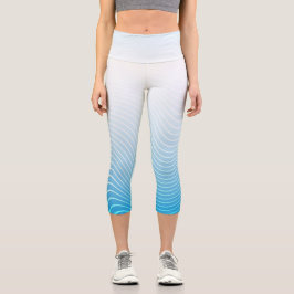 Leggings Capri Líneas geométricas elegantes Bandas blancas azules