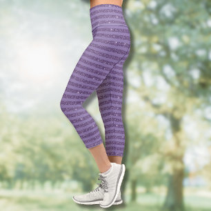 Leggings Capri Líneas horizontales de estilo brillo ciruela ahuma