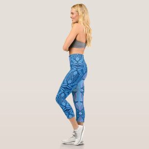 Leggings Capri líneas salvajes azules High Waisted Capris