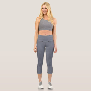 Leggings Capri Lino gris azul sólido moderno