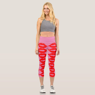 LEGGINGS CAPRI LIPS ROJO KISS CAPRI PINK YOGA LEGGININING