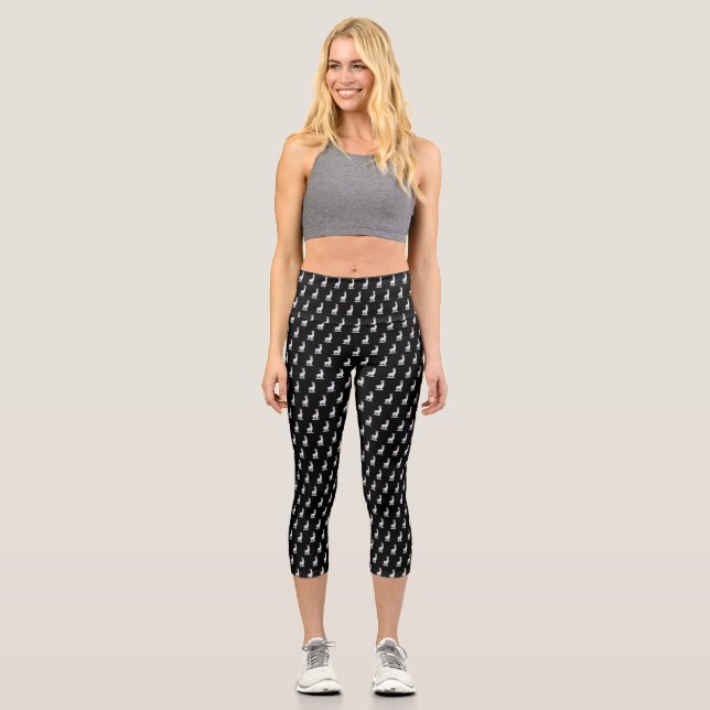 Leggings Capri Llama divertida con patrón animal de gafas (Anverso)