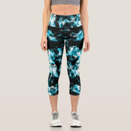 Leggings Capri Llamadas del triángulo brillante azul que electrif