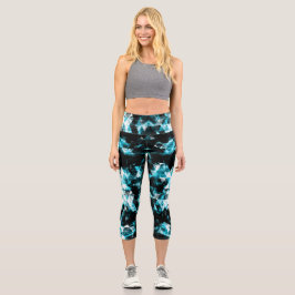 Leggings Capri Llamadas del triángulo brillante azul que electrif