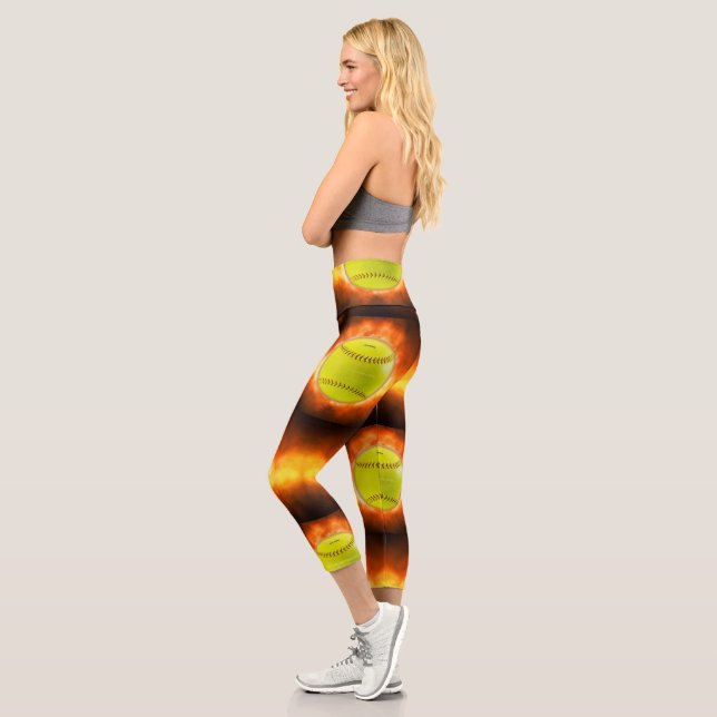 Leggings Capri Llamas de baloncesto de softball amarillo de Slipp (Izquierda)