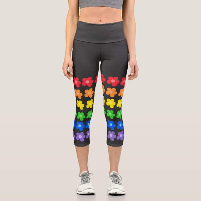 Leggings Capri Lluvia arcoiris LGBT Orgullo gay Libertad e Iguald (Anverso)