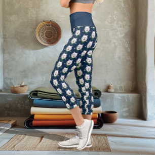 Leggings Capri Lobo Ártico Blanco Místico Invierno Snowdrop Azul