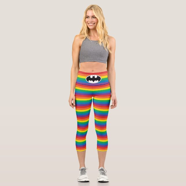Leggings Capri Logo del arco iris de Batman (Anverso)