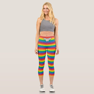 Leggings Capri Logo del arco iris de la mujer maravilla