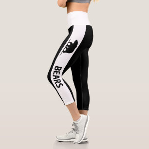 Leggings Capri Logo personalizado del equipo blanco negro