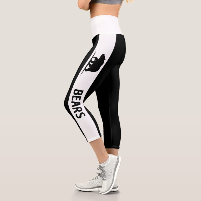 Leggings Capri Logo personalizado del equipo blanco negro (Izquierda)